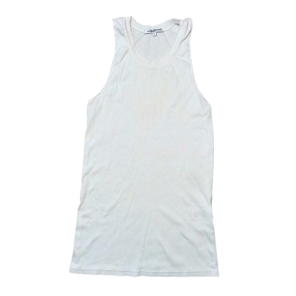 COTTON CITIZEN Women’s White Ribbed Sleeveless Tank Top